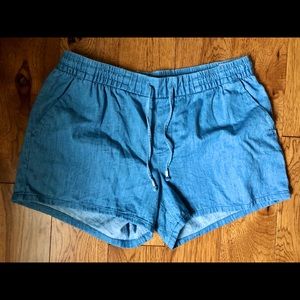 Old Navy Chambray Blue Cotton Drawstring Shorts